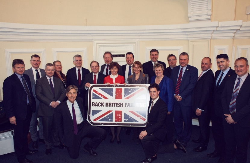 Richard Benyon MP, left, with other attendees at the NFU #backbritishfarming event