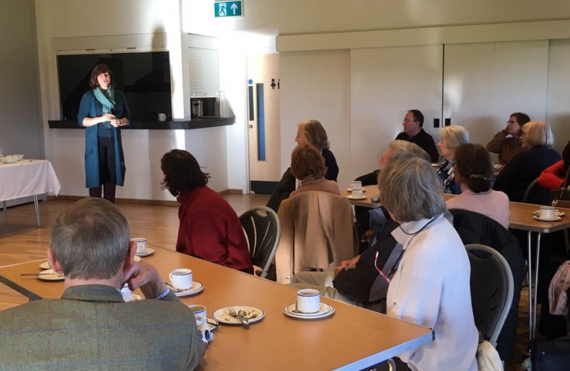 Claire Perry speaking at West Berkshire CWO coffee morning